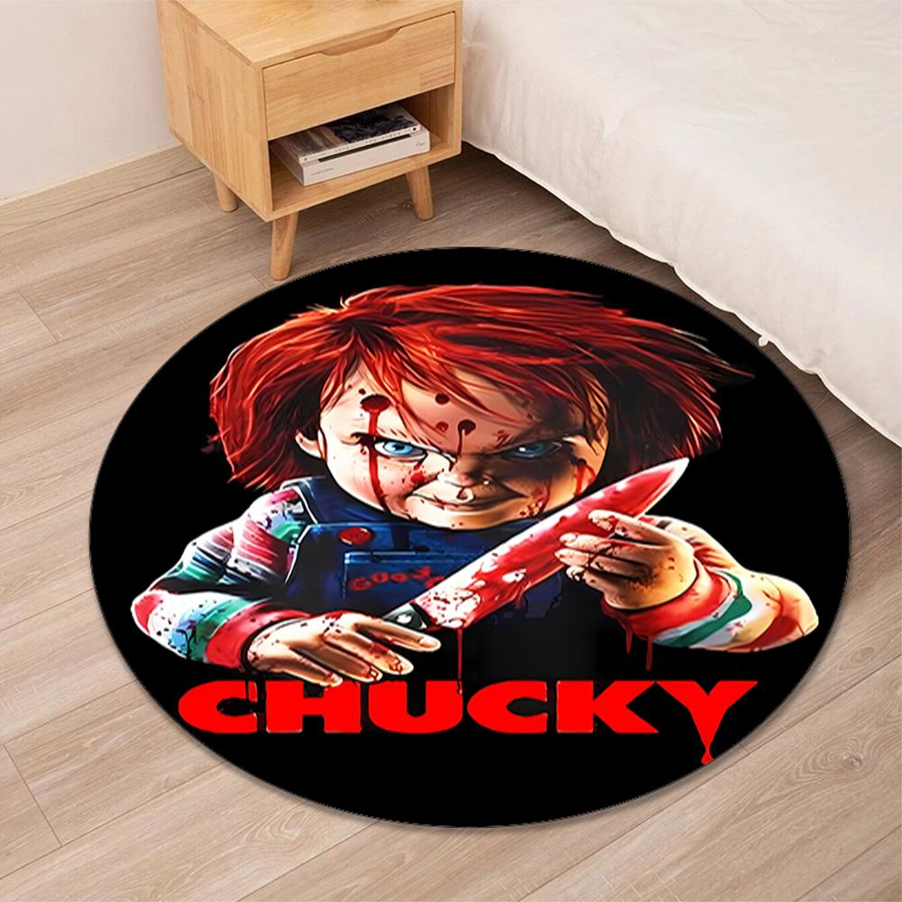 Chucky Printed Round Rug Carpet Chair Rug Area Rug Entryway Doormats,for Office Chair Living Room Bedroom Kitchen Room.