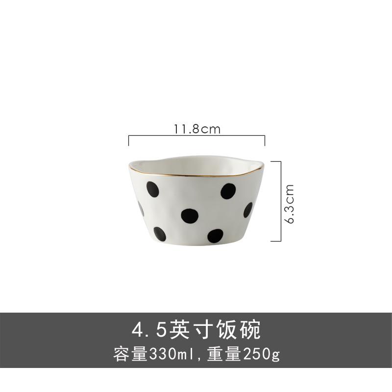 Gold Plated Polka Dot Ceramic Dishes Set Fine Steak Plate Salad Dessert Dishes Dinner Plate Cooking Utensils Kitchen Utensils