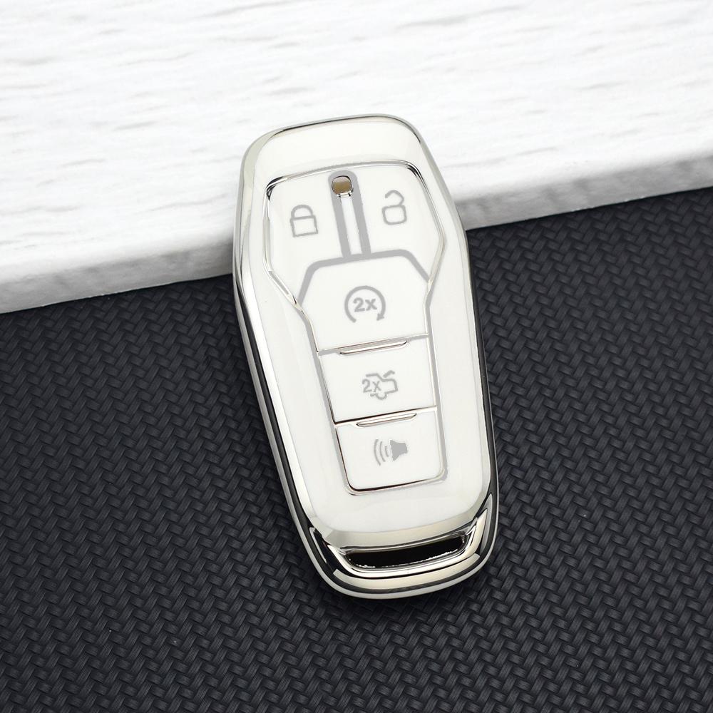 5 Buttons Tpu Car Key Case Cover For Ford F-150 Fusion Mondeo Mustang Explorer Edge Soft Anti-Scratch Key Fob Bag Key Chain