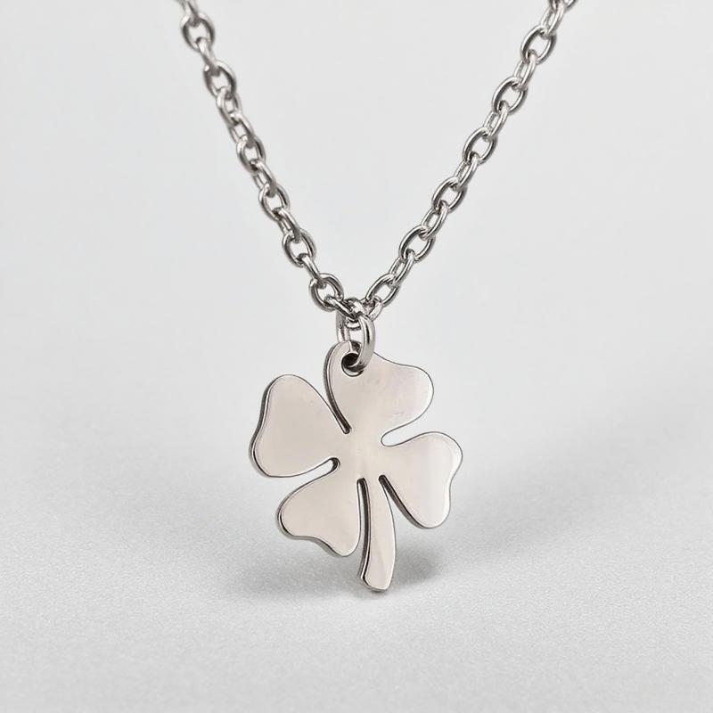 Edelstahl Kleeblatt Anhänger Edelstahl Kette Halsketten für Damen Choker Halskette Schmuck Party Geburtstagsgeschenk