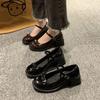 French One-word Buckle with Platform Thick Heel Mary Jane Single Shoes Women's 2025 Summer New Versatile Bow High Heel Small Leather Shoes