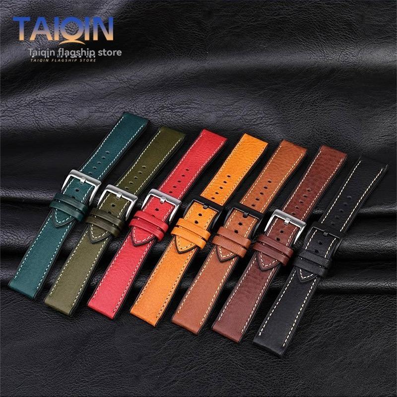 Italy Genuine Leather Skin Watchband For Any Brand Watch Soft Waterproof Rubber Bottom Strap Men Bracelet 19mm 20mm 21 22mm 23mm