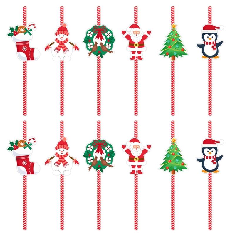 

Holiday Party Paper Straws with Christmas Tree Biodegradable Kid Safe Drink Decorations for Party 1