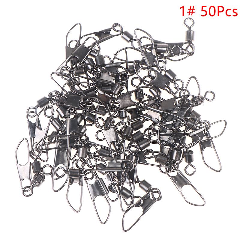 American 50-Piece Swivel Pin Connector Hooks, Size 1#-14#, Rolling Bearing, Carp Type A Fishing Tackle