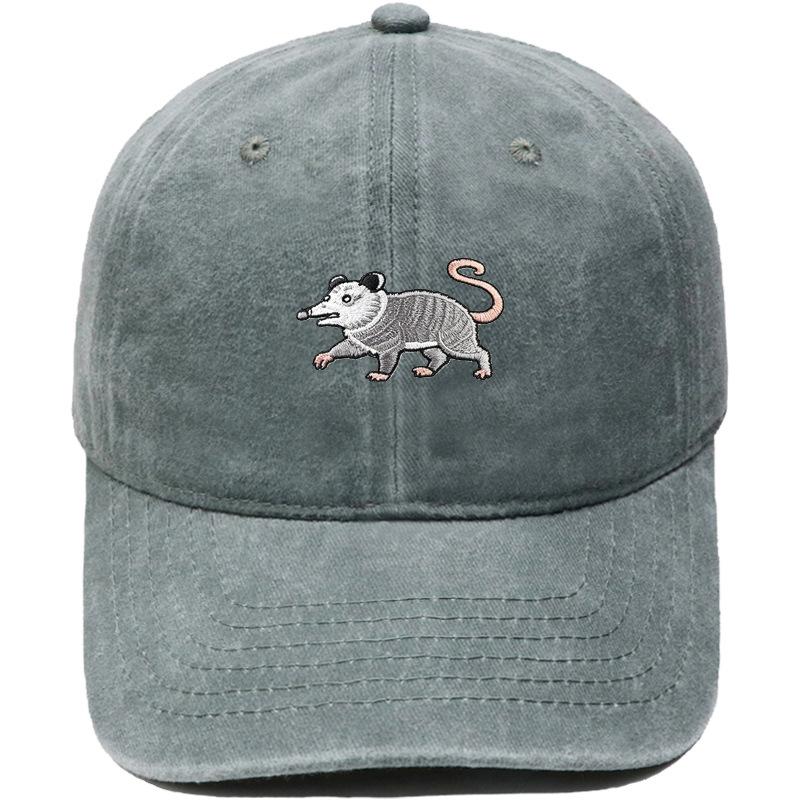 New cartoon possum embroidered baseball cap washed retro dad hat personalized men's and women's leisure sports hat