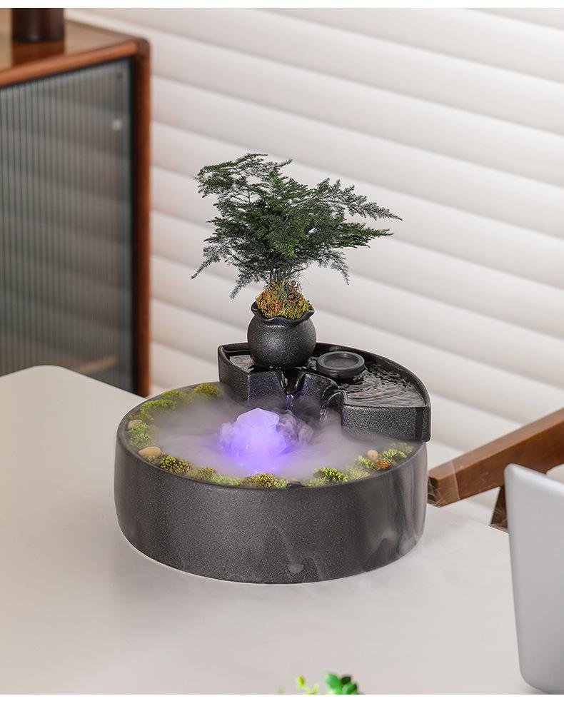 Ceramic Flowing Water Fountain: Wealth-Attracting Desktop Ornament for Living Room & Office Decor