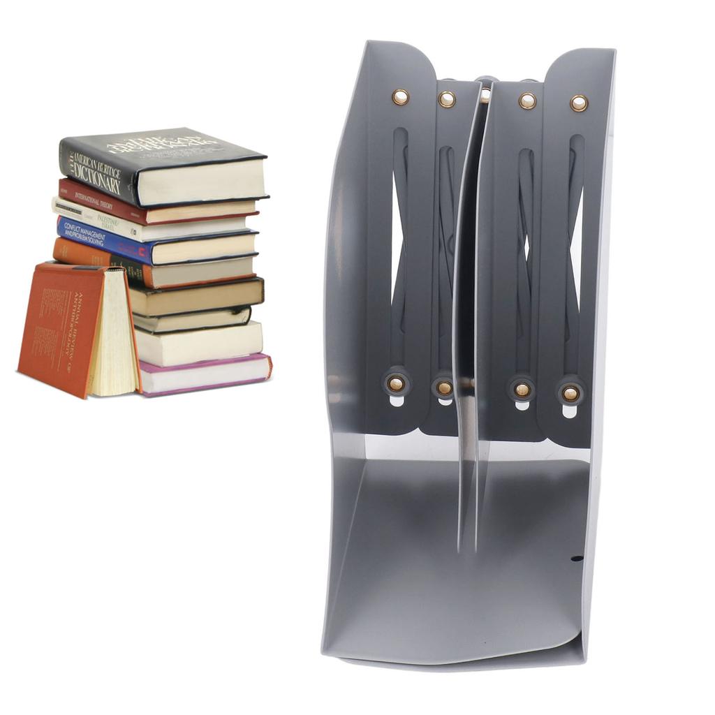 Wysuwany podpórka do książek Uporządkowane przechowywanie Regulacja Metalowa konstrukcja Składane metalowe podpórki do książek w kolorze szarym dla