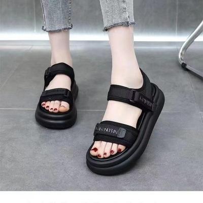 High Sense Fashion Casual Bread Sandals Women's 2025 Summer New Platform Velcro Beach Shoes Muffin Roman Shoes