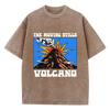 Oversized Women Washed T-Shirts Volcano Manga Printed Tee Shirts Cotton Distressed Oversize Tees Vintage Female Clothes