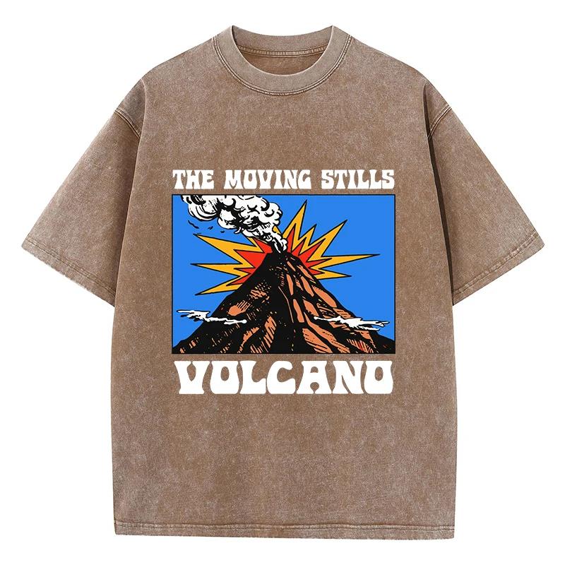 Oversized Women Washed T-Shirts Volcano Manga Printed Tee Shirts Cotton Distressed Oversize Tees Vintage Female Clothes