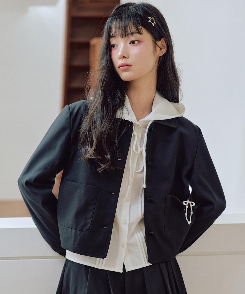 Short Jacket With Zeroplanet Ribbon [Black]