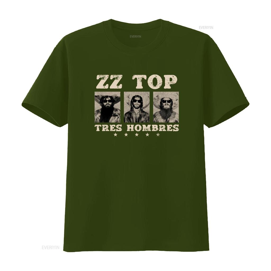 Tres Hombres ZZ Top Retro Rock Blues La Grange Jesus Just Left Chicago T Shirt Vintage Washed Stretched Homme Fashion Stylish