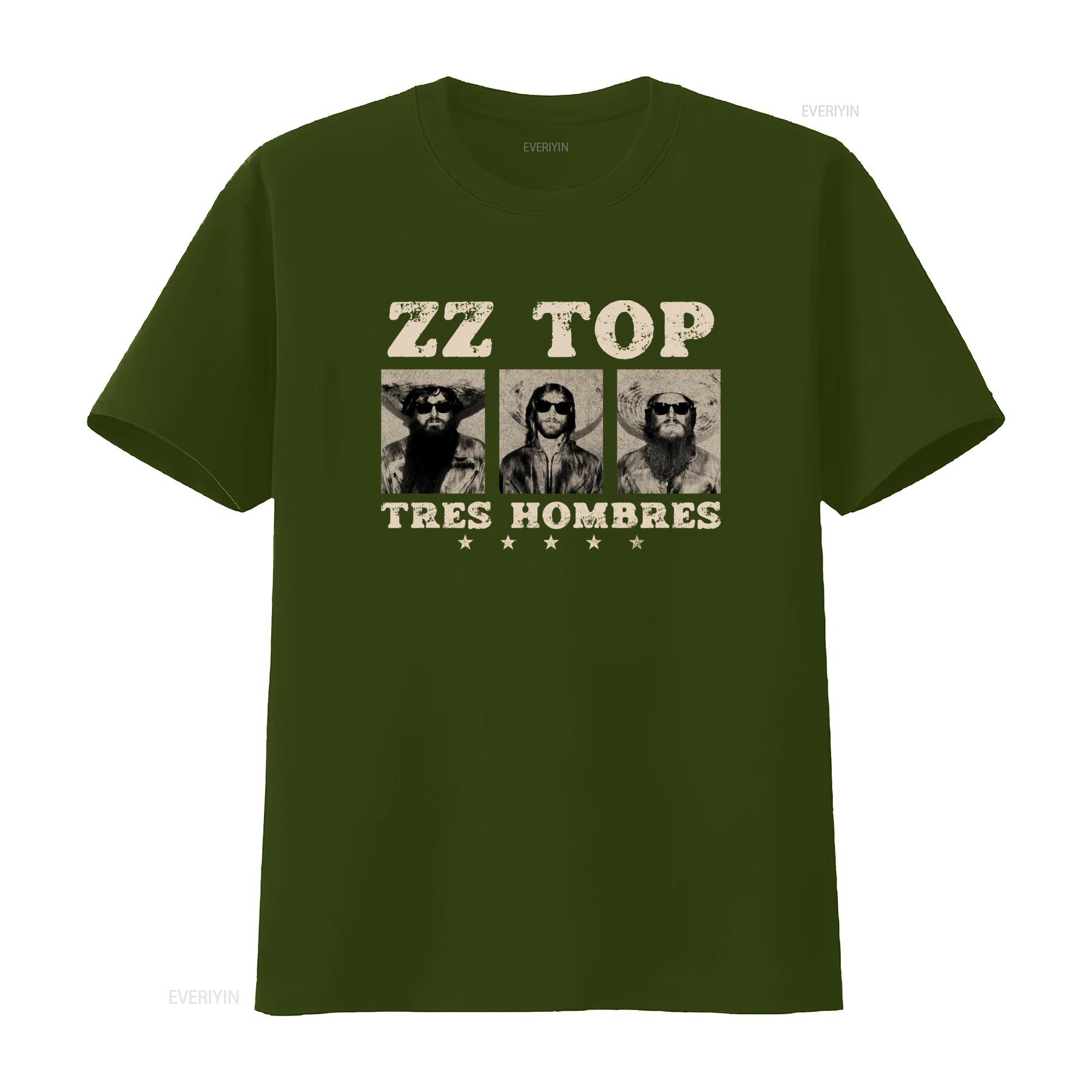 ZheXiong TEE Tres Hombres ZZ Top Retro Rock Blues La Grange Jesus Just Left Chicago T-shirt vintage Gewassen Uitgerekt heren mode Stijlvol 3XL