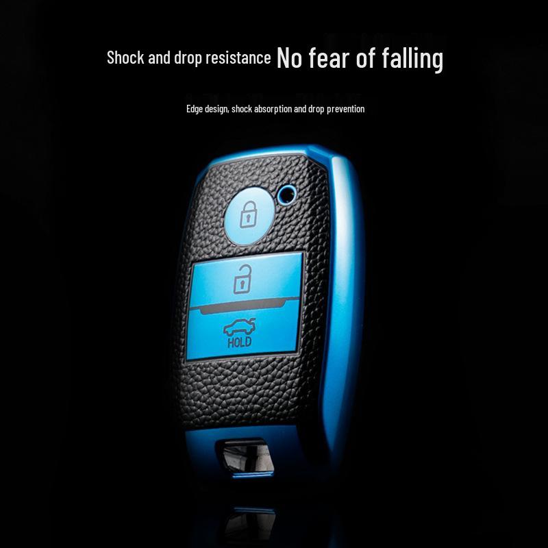 Fundas de Llave de Coche con Textura de Cuero Compatibles para Modelos Kia: K3, K4, K5, KX3, KX5, Sportage, Sorento, Yipao.
