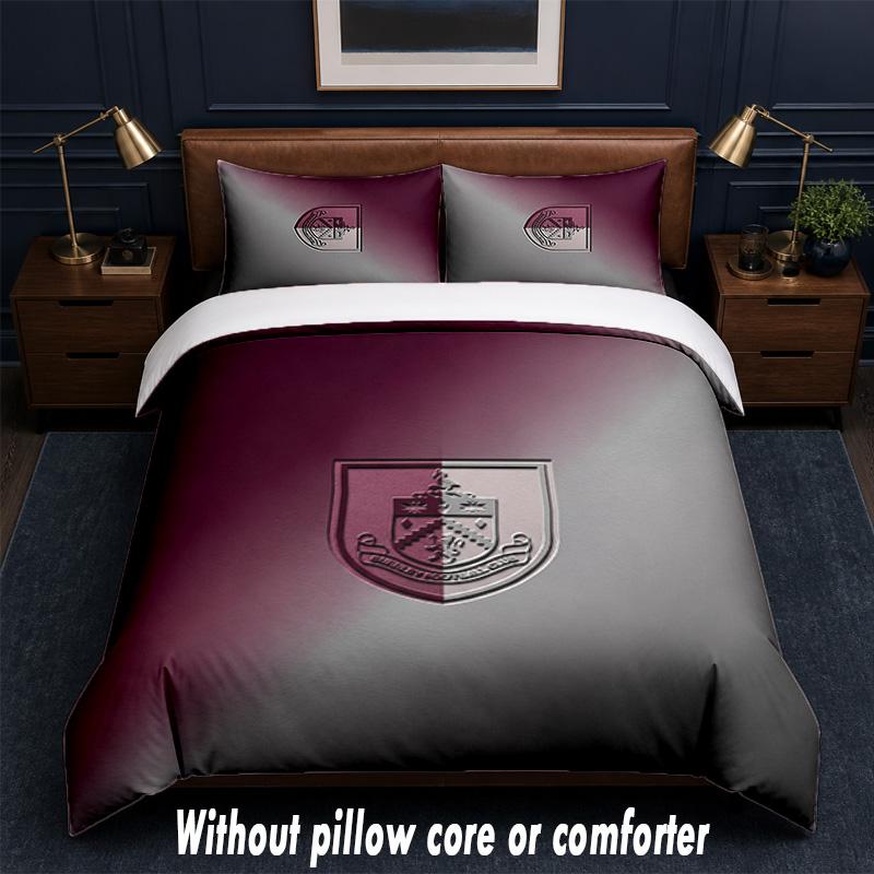 Burnley Football Design Bed Bedding Set 1 Duvet Cover + 2 Pillowcases Soft Breathable Household Bed Linens