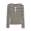 Spicy Girl Striped Slimming Long Sleeve T-Shirt - Stylish Korean Autumn/Winter Top for Women
