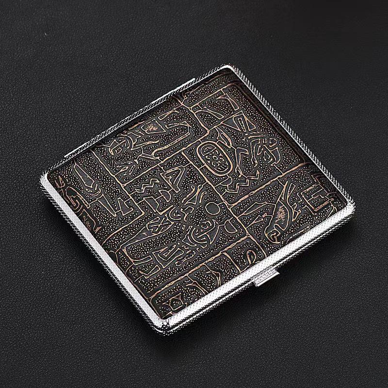 20-Piece Metal Iron Clip Cigarette Case - Creative, Personalized, Moisture-Proof, Pressure-Resistant Leather Holder in New Chinese Style
