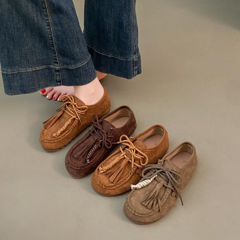 Retro Style Beaded Women's Autumn New Flat Bottom Shallow Mouth Lazy One Pedal Casual Single Shoes