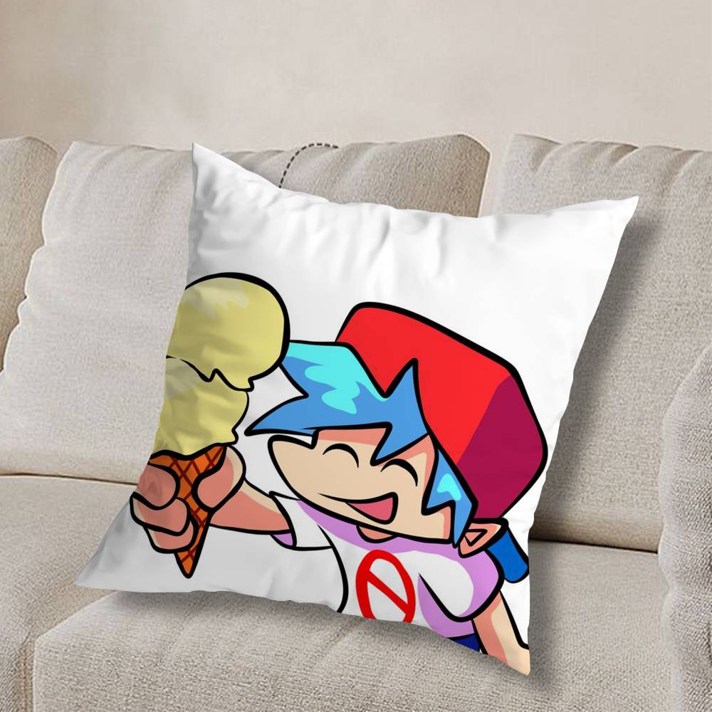 F-Friday Night Funkin cool Pillow Case Square Double-Sided Printing Short Plush Sofa Cushion Cover Bedroom Bedside Pillow