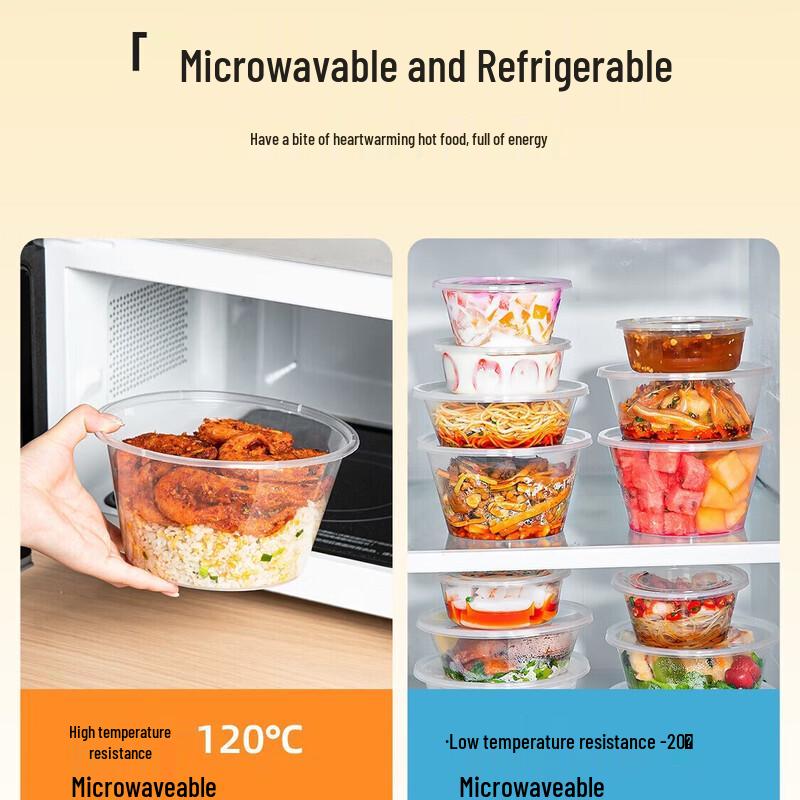 Temeiju Disposable Round Food Containers with Lids