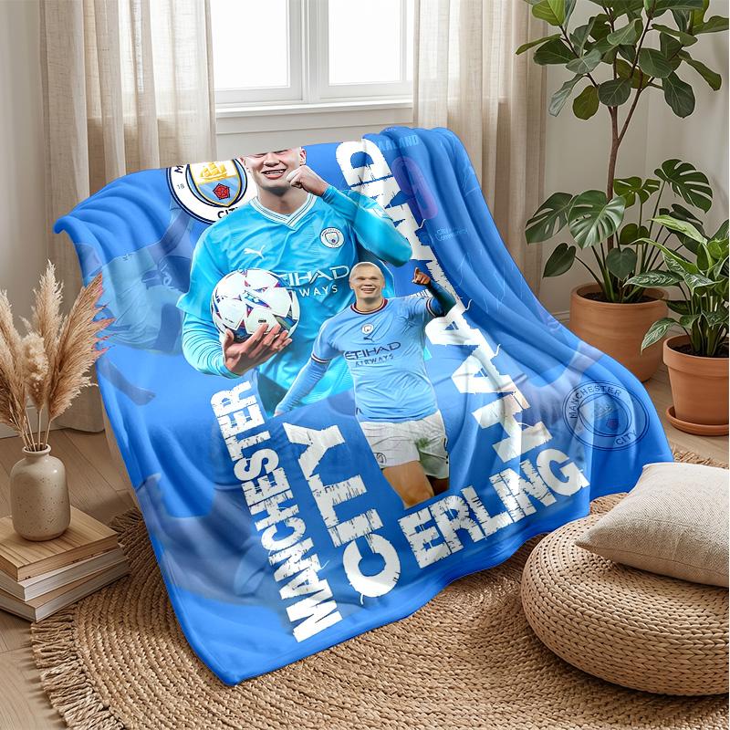 Erling Haaland Theme Blanket Soft Flannel Blanket Plush Throw Blanket Cozy Sofa Bed Blanket for Home Decor