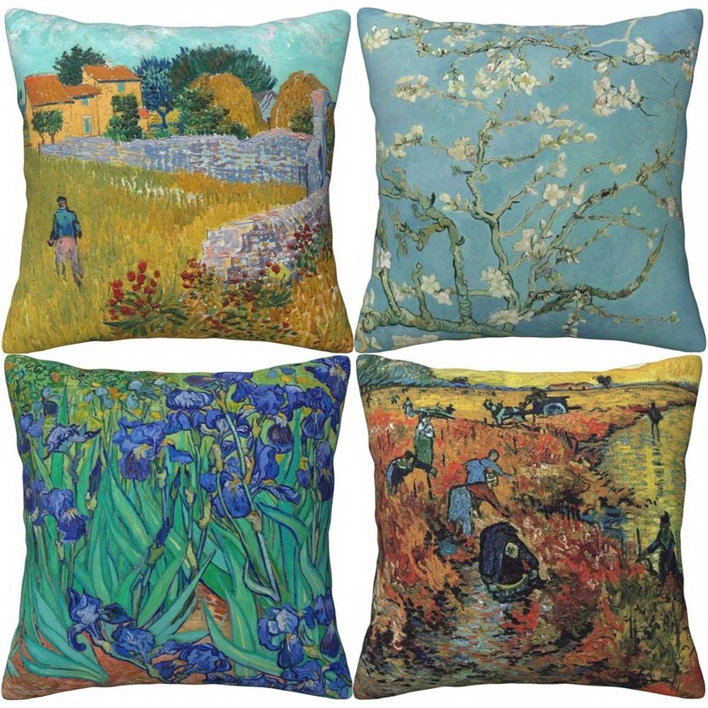 Van Goghs Artistic Floral Doublesided Printed pillow cover Short plush Suitable living room bedrooms sofas throw cushion cover