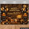Tissu de Fond Photographique de Fête Cadeau Anniversaire Homme Gâteau Alcool Bourbon Vintage 2D