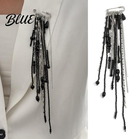 Dangle Brooch Beaded Tassel Pin Boho Chain Retro for Women