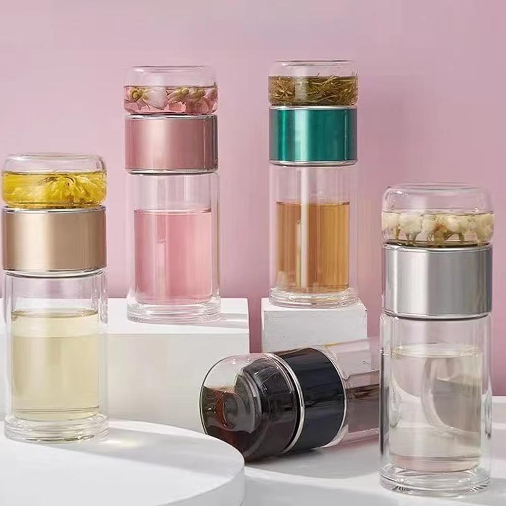 420ML Tea Cup Easy To Clean Glass Tea Cup with Double-layer Tea Infuser Tea Infuser Water Cup Suitable for Office Outdoor Travel