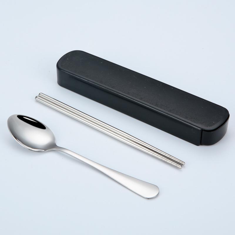 Portable Stainless Steel Cutlery Set: Spoons, Chopsticks, Knife, Fork - Three-Piece Set