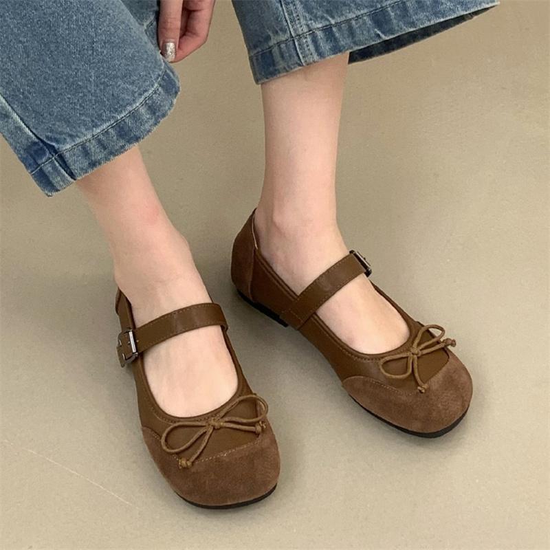 IPPEUM Mary Janes Shoes Women Ballet Flats Round Toe Velvet Ballerinas Zapatos Mujer