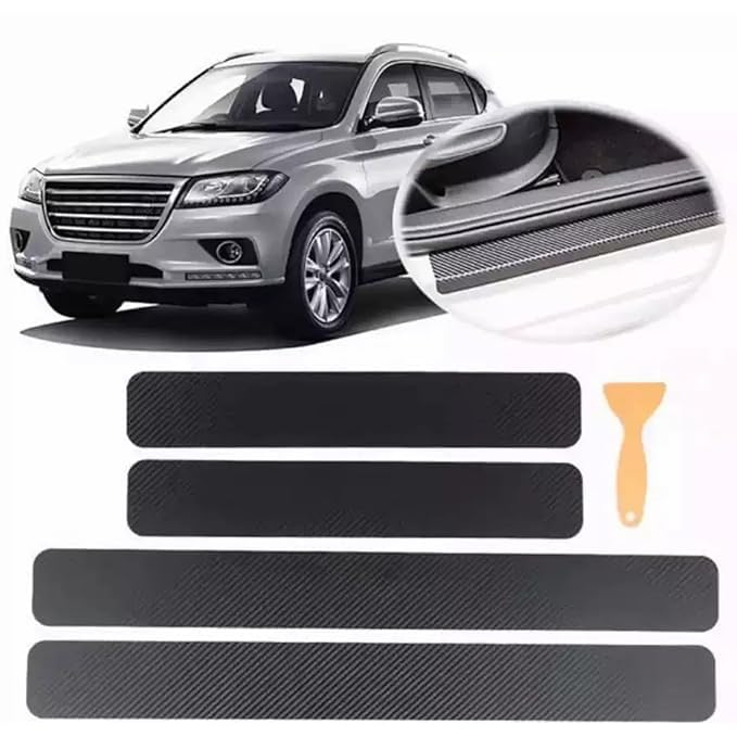 Side Sill Decoration, Set of 4, Car Accessories, Carbon Fiber Stickers, Waterproof, Scratch-Proof, Dirt-Proof, Side Sill Guard, Universal