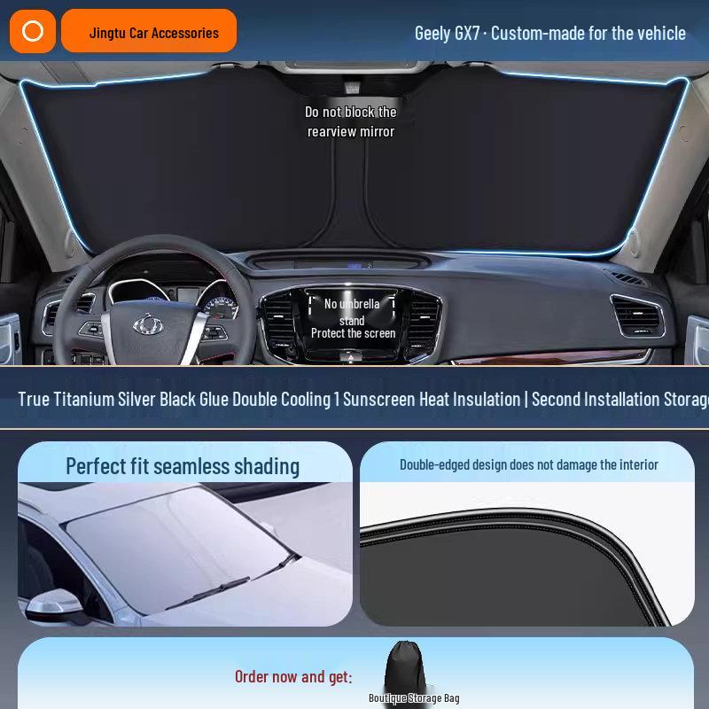 Geely Car Sunshade: Heat-Insulation Windshield Curtain for 25 Models, including Xingyue L, Xingyuan, Xingrui, Emgrand, Boyue L, and Panda MINI.