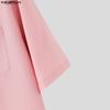 INCERUN Oversized Men Lapel Neck Short Sleeve Casual Loose Shirts Tops