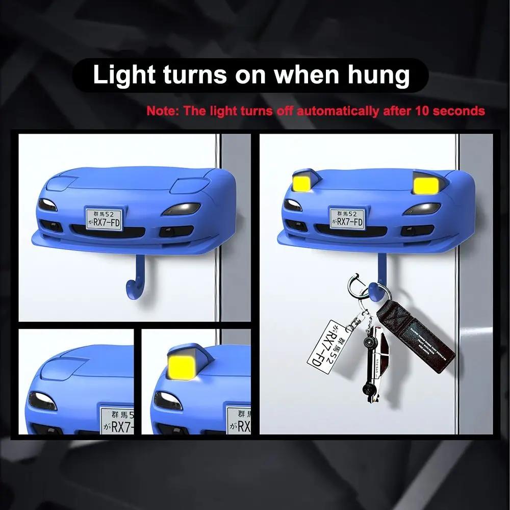 New Light Initial Car Open Headlight Key Holder Sturdy Practical Keychain Holder Wall Mount Entrance Key Hooks
