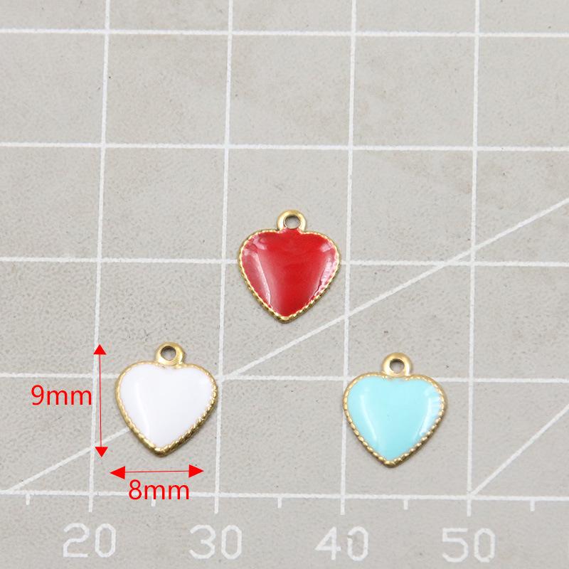 Heart-Shaped Enamel Lace Charms: 5 Colors, 8x9mm Stainless Steel