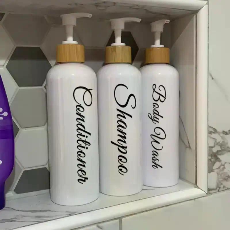 3pcs Plastic Soap Dispenser Set Countertop Lotion Bottle Bathroom Refillable Empty Bottle For Shampoo Body Wash Hair Conditioner