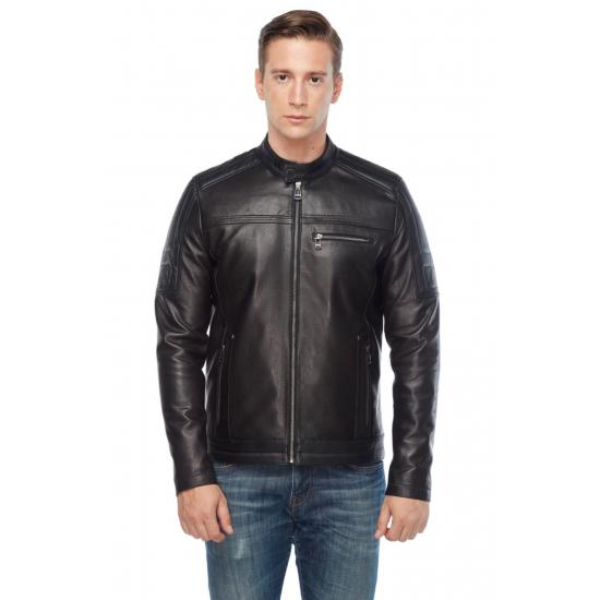 

Мужские куртки Crisby Leather Sport Черная кожаная куртка Slim Fit