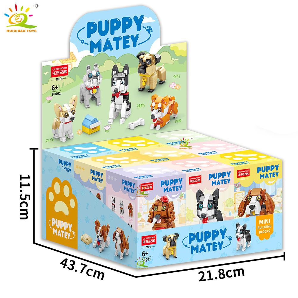 HUIQIBAO Dog Series Micro Building Block Amimal corgi Husky Bulldog Mini Brick set Toy for Children Desk Decoration ornament