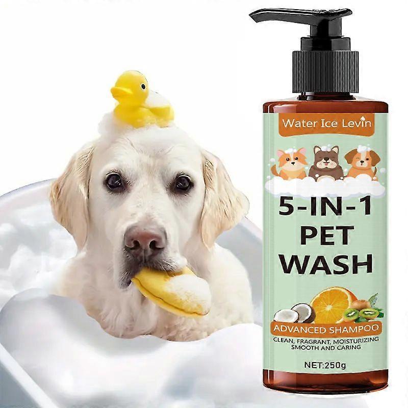 5-in-1 Premium Pet Wash Shampoo, Gentle for Itchy & Sensitive Skin, Provides Itch Relief, Soothing for Dry Skin, Moisturizing Anti-Itch, 250g