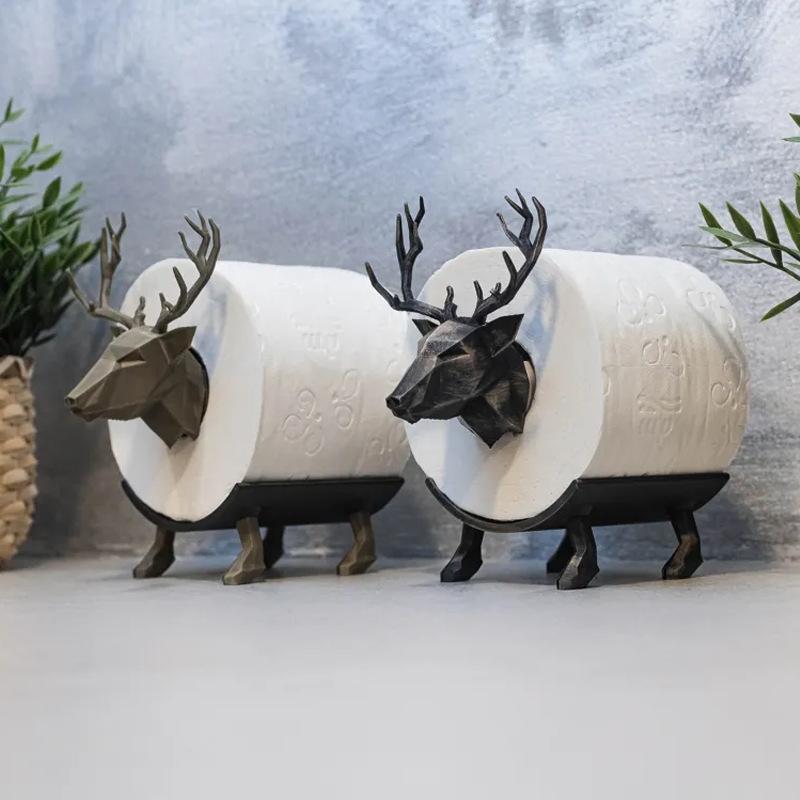 Cute Toilet Paper Holder Creative Elk Shaped Toilet Paper Holder Stand Funny Animal Decoration