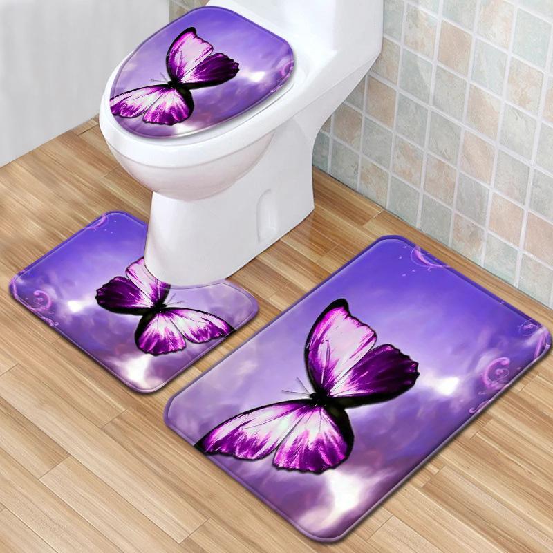 Sunflower Toilet Three-Piece Floor Mat Bathroom Three-Piece Carpet Doormat