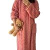Children's & Women's Long-Sleeve Coral Fleece Bathrobe: Thick, Absorbent, Cozy Pajamas & Towel Wrap for Fall/Winter.