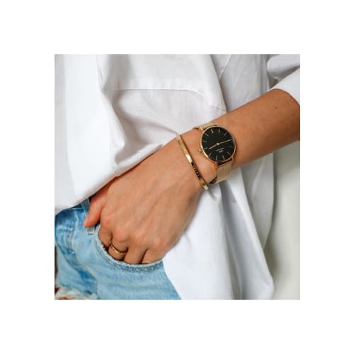 [Official Shop/2-Year Warranty/Authentic Import] Daniel Wellington DW Watch for Men and Women, Petite Evergold YG Black, 36mm, Stylish Watch with Mesh