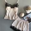 2019 Women's Sexy Summer Ice Silk Suspender Pajamas Set with Shorts - Plus Size Thin Homewear