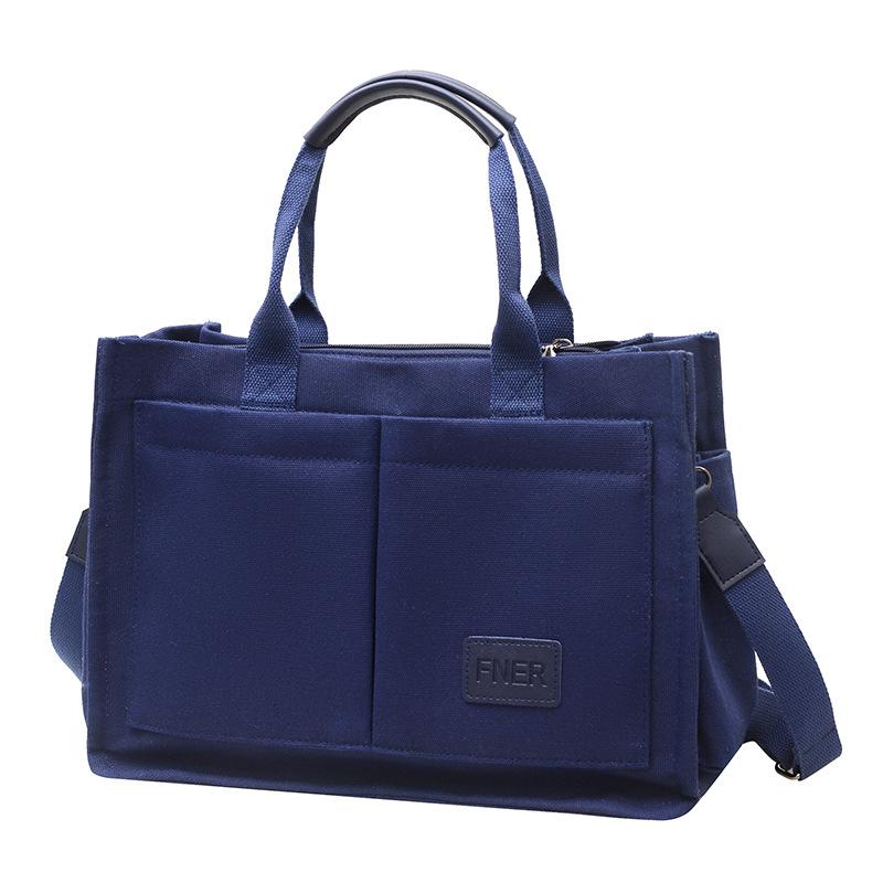 Large-capacity Bag Women's Spring and Summer Versatile New Canvas Shoulder Messenger Bag Class Commuter Tote Bag