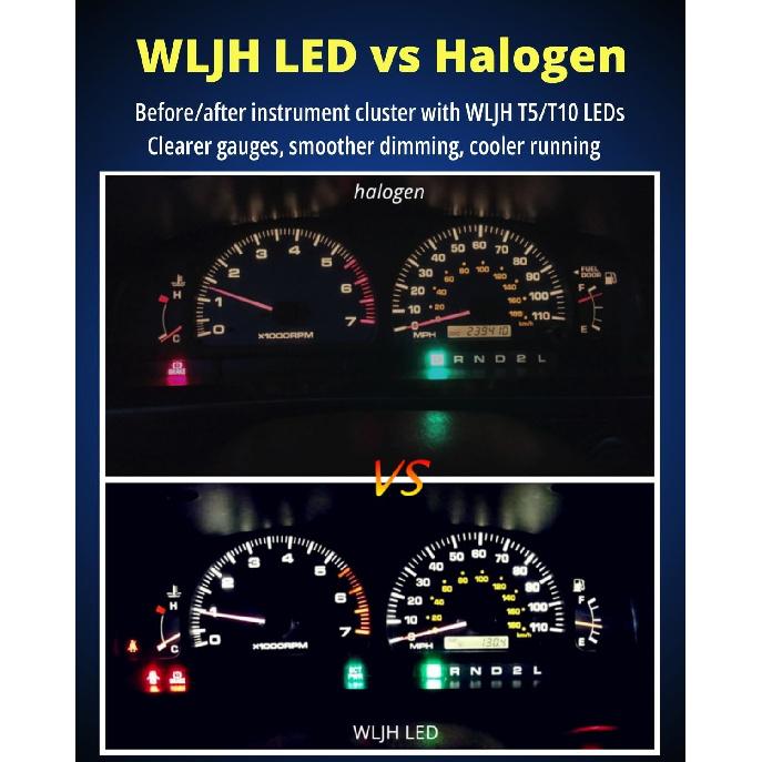 WLJH 40 Pack 194 168 T10 T5 LED Bulbs With Sockets, Non Polarity, Dimmable, For Dash Cluster Dome Map Door Trunk Parking License Plate Lights,300 LM