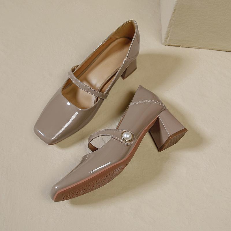 Fashion Women Mary Jane Heels Shoes 2024 New Fashion Solid Chunky Heeled Shoes for Women Spring Luxury Party Wedding Ladies Shoes