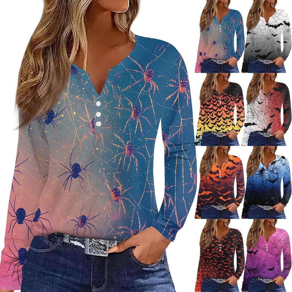 Women's T Shirt Tee Button Long Sleeve Daily Weekend Fashion Basic V- Neck Regular Top