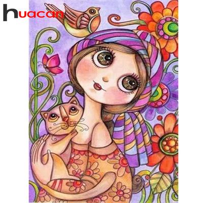 5d DIY vyšívání diamantem Cross Stitch kit dívka kočka Mozaika diamantový obraz plný diamant Vyšívací vzory Kamínky